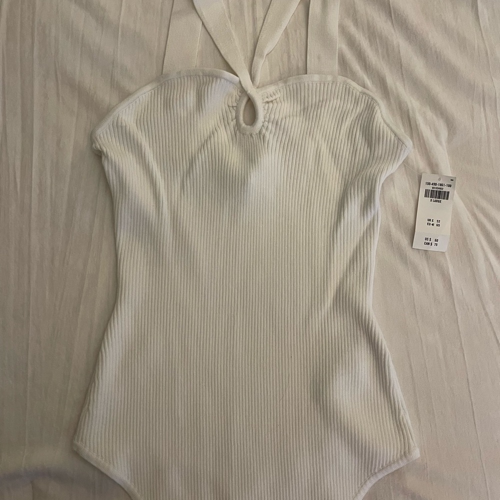 Abercrombie & Fitch White Ribbed Bodysuit
